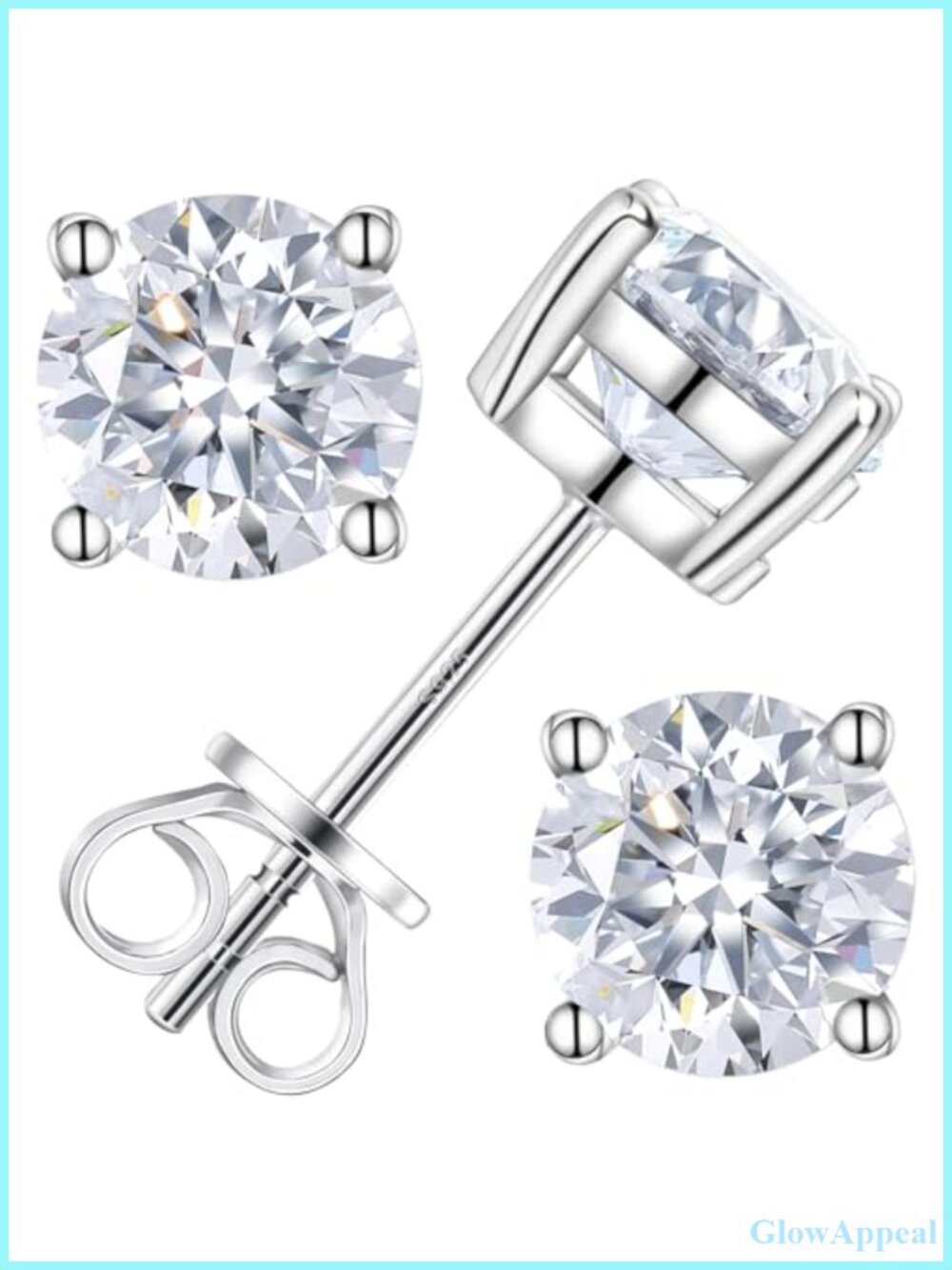 Lab Grown Diamond Stud Earrings Sterling Silver 4-Prong Push Back